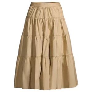 Michael Kors Tiered Poplin Midi Skirt In Khaki